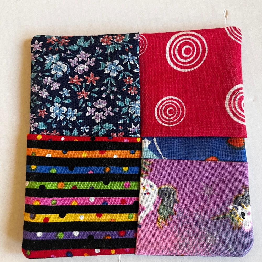 Patchwork Fabric Coaster - Floral, Red, Stripes, Purple